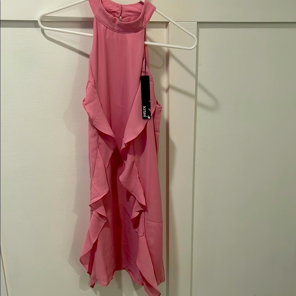 KRISA Elegant Pink Ruffle Dress